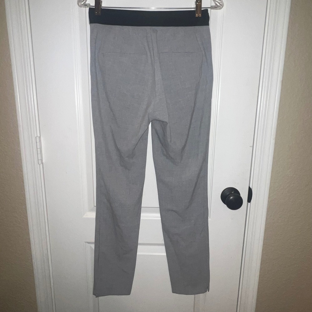 Zara Womens Gray Tailored Straight Leg Pants Elastic Waist Side Slit Size Small - Picture 3 of 7